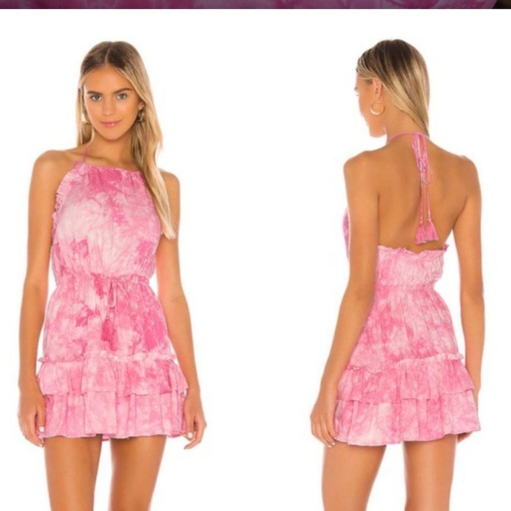 Majorelle Baker Tie Dye Pink Halter Mini Dress Size Small